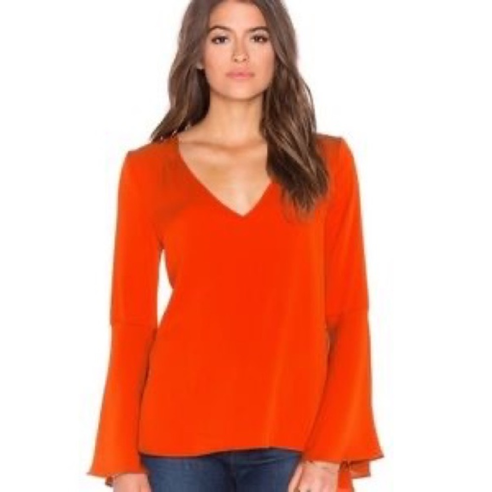 Ann Taylor Orange Bell Sleeve Top